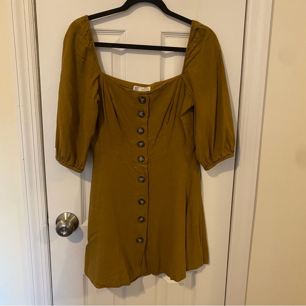 Women's Ochre Button-Down Tunic Dress